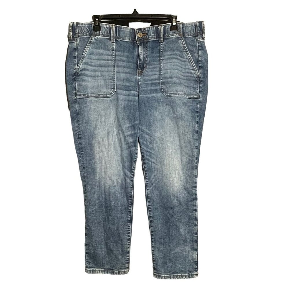 Torrid Jeans Skinny Fit Crop Women Plus Size 16R Elastic Washed Distress Stretch